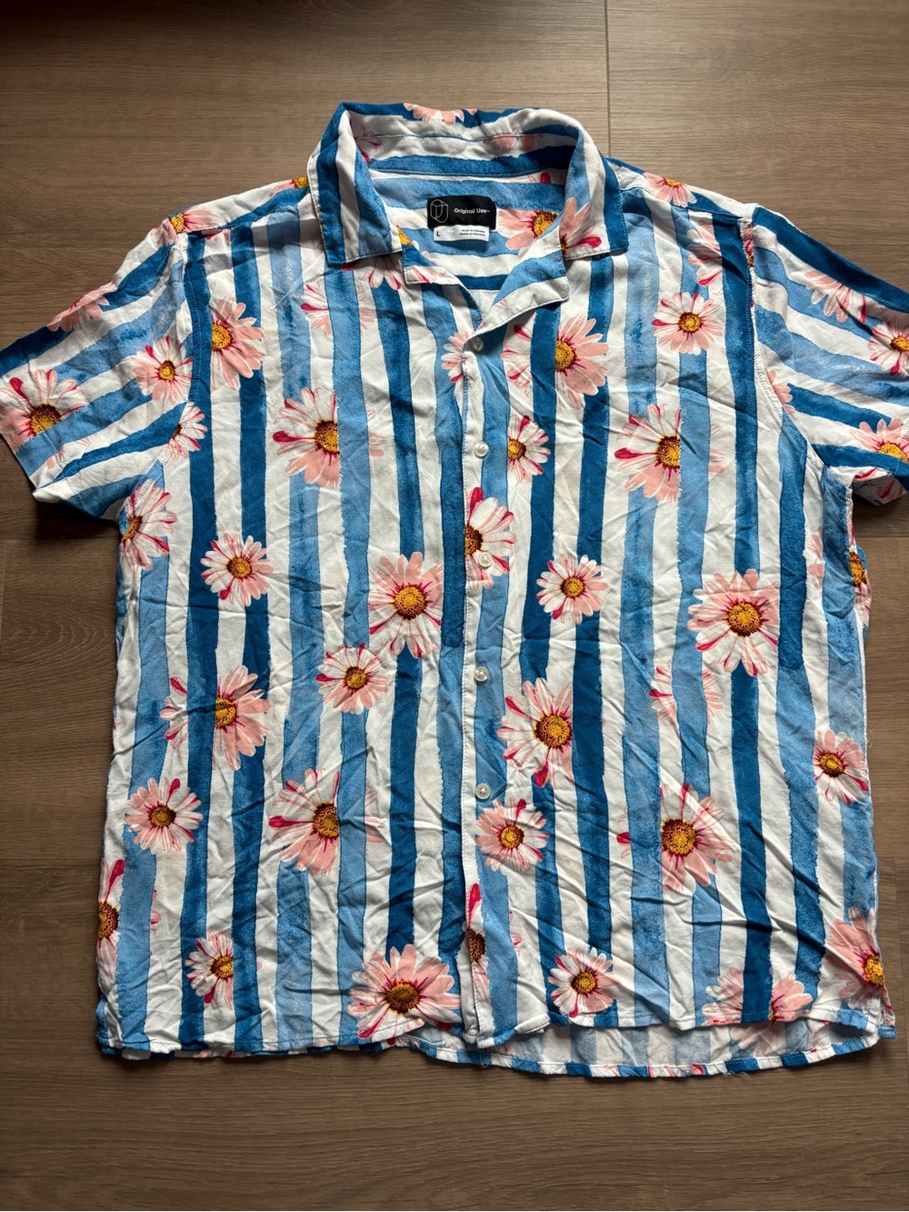 Striped Floral Button-Up Shirt
